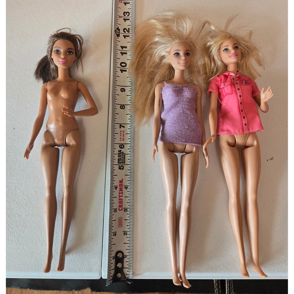 Barbie Mattel Doll Lot 3 Blonde Brunette Fashion Dolls Clothes Pink Purple